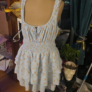 Floral Blue Sundress style romper